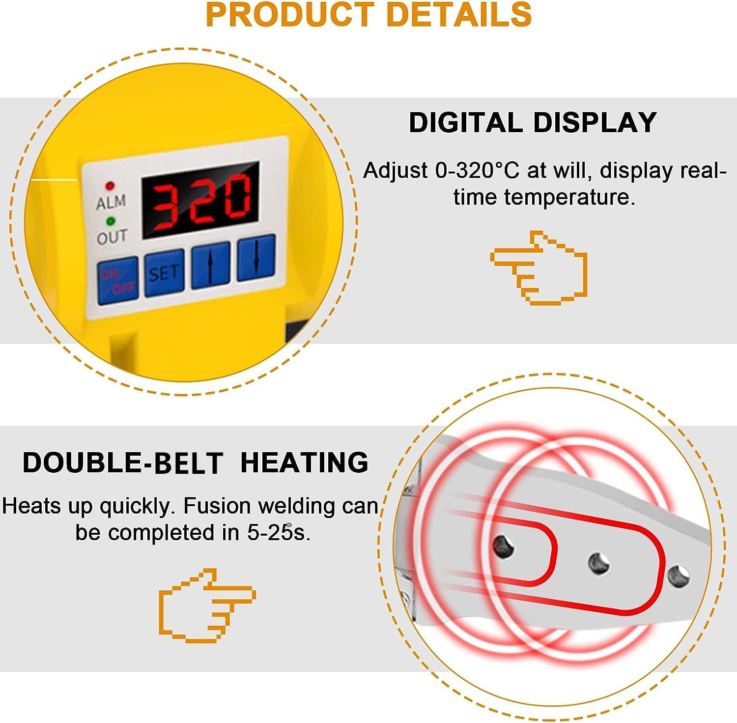 JIAWANSHUN Round Belt Welder Round Belt Welding Machine Polyurethane Belt Welder with 0-320℃ Adjustment Soldering Iron 1000W, Positioning Pliers,Multi angle positioning scissors 110V