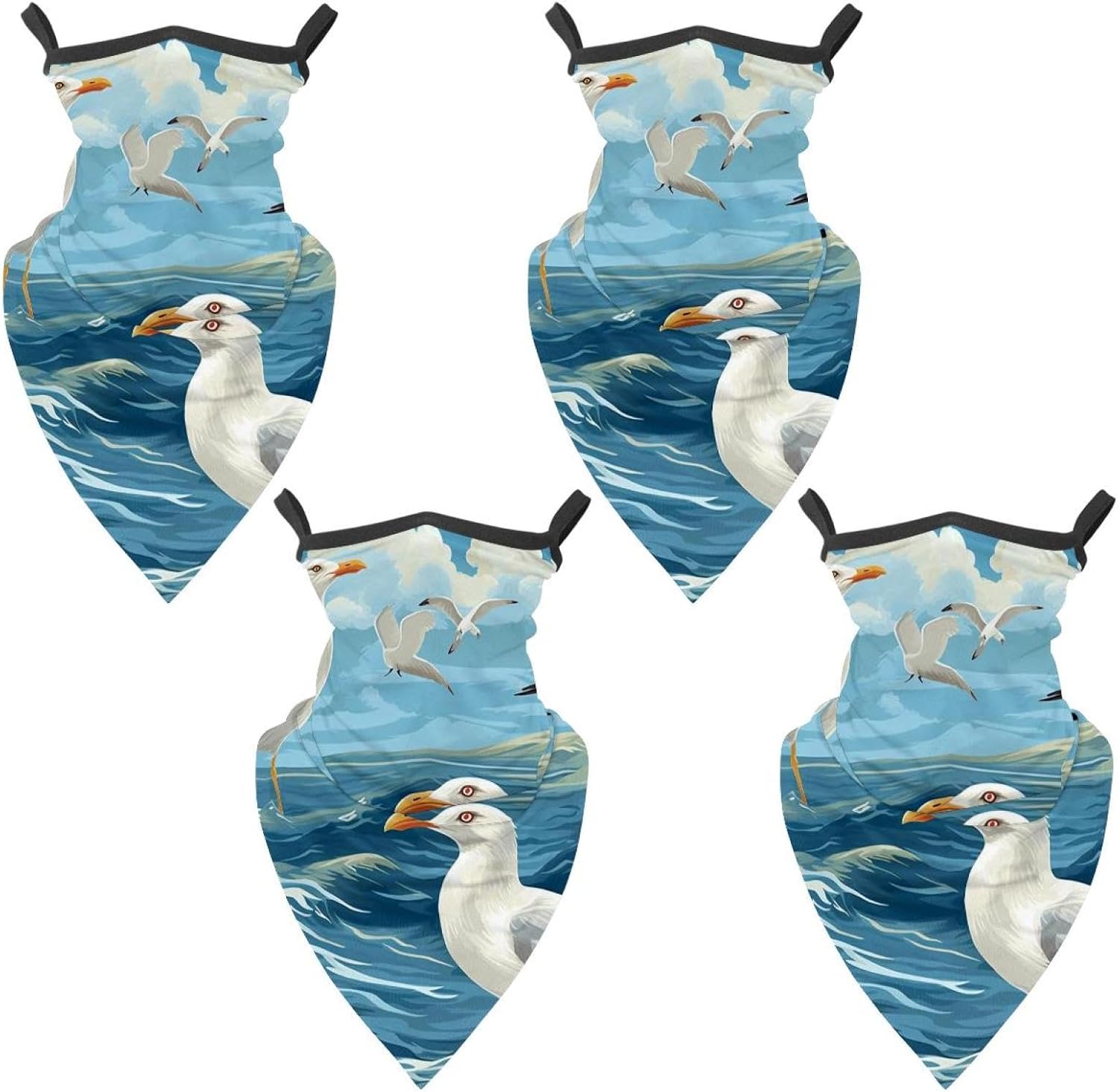4 Pack Sea Mew Fishing Neck Gaiter - UV Face Mask Sun Protection for Men & Women