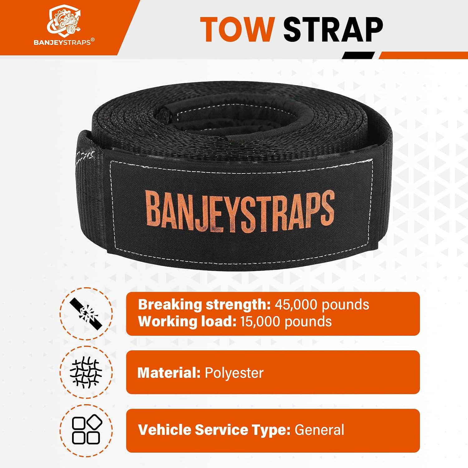 45,000 lb Black Recovery Tow Strap Kit with Snatch Block Pulley & 3/4" Shackles（2pcs） 4" x20' Heavy Duty Snatch Strap (Black)