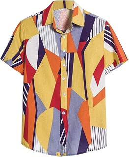 Striped Tee Gents Short Sleeve V-Neck Extra Long Shirt Cool Button Decoration Elegant Polyester Slim Autumn School Shirts Men