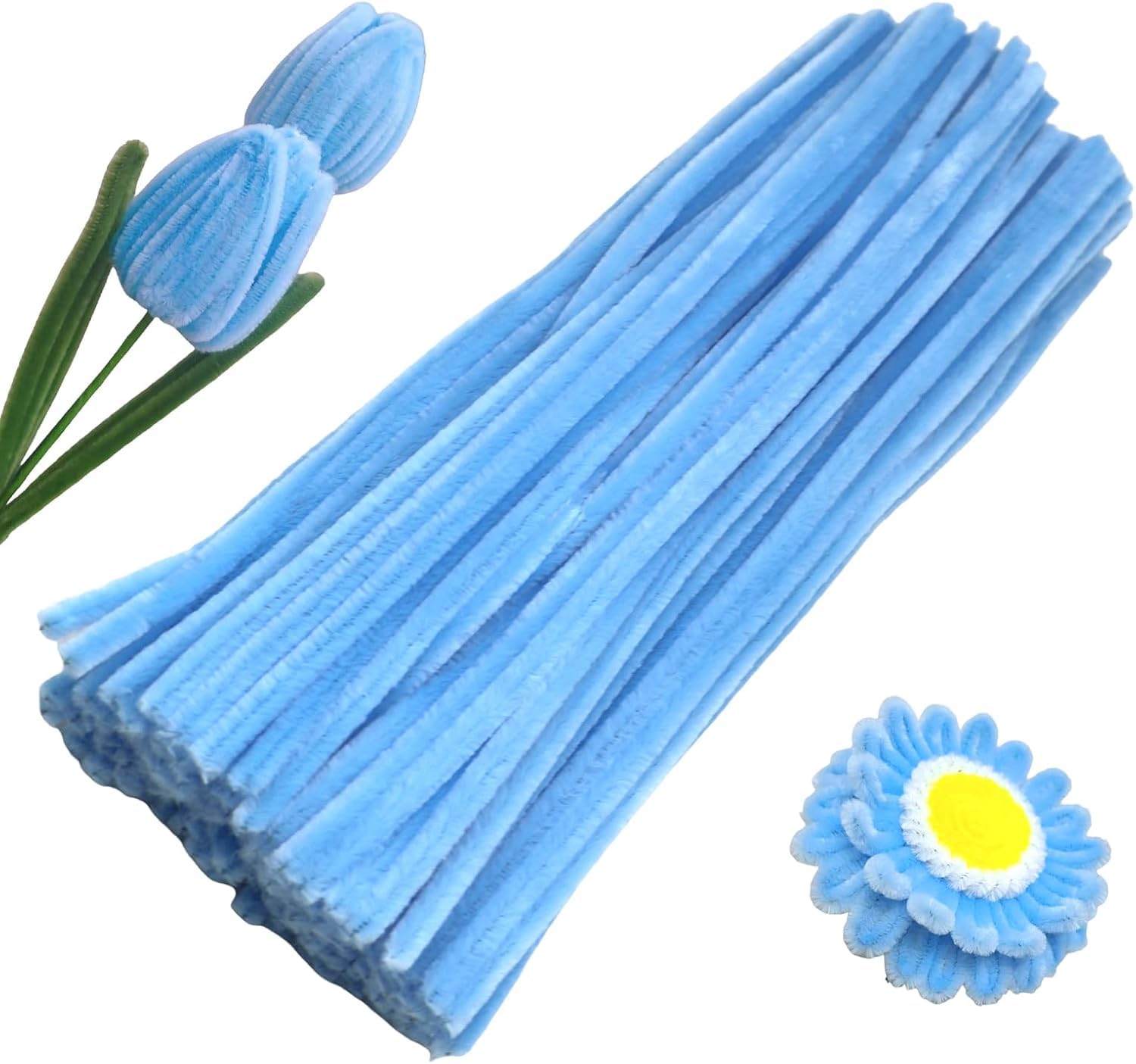 Creative Pipe Cleaners for DIY Crafts, Festival Decorations, Bouquet Making, Flower Arrangements, Arts and Crafts Supplies (Light Blue 100pc)-image-4
