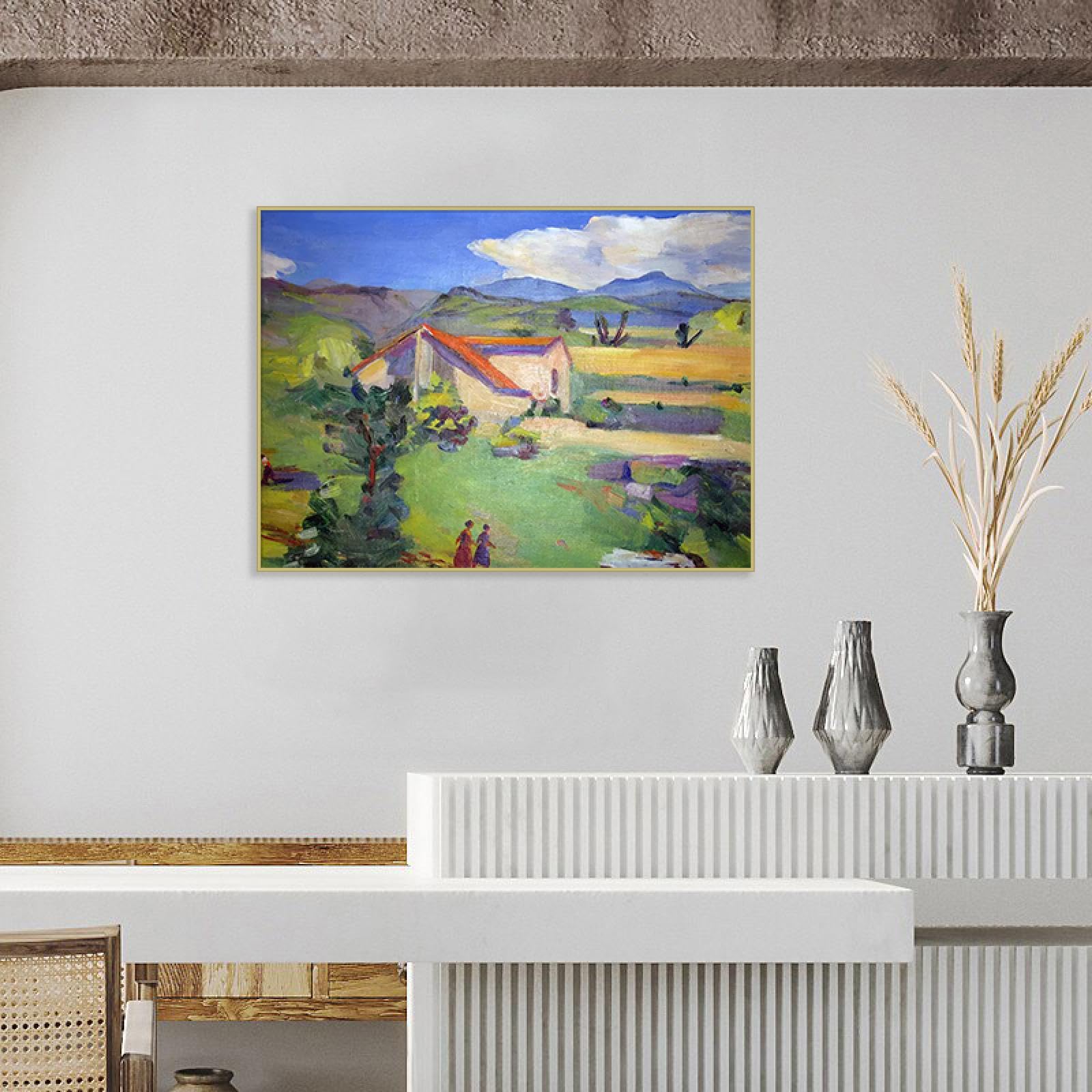 RKGHDCX Pinturas en lienzo-Reproducciones de Famosos cuadros artísticos de pared carteles e impresiones para decoración del hogar(cabina) 60x80cm24 x32 Marco dorado