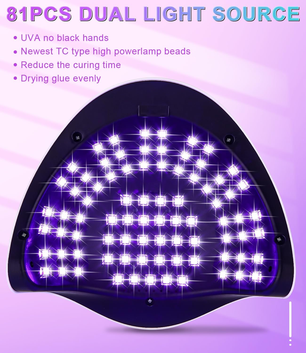 Lampa UV do paznokci 380 W, 81 LED lakier żelowy do paznokci, 4 timery, wyświetlacz LCD, automatyczny czujnik, szybka suszarka, nadaje się do wszystkich lamp