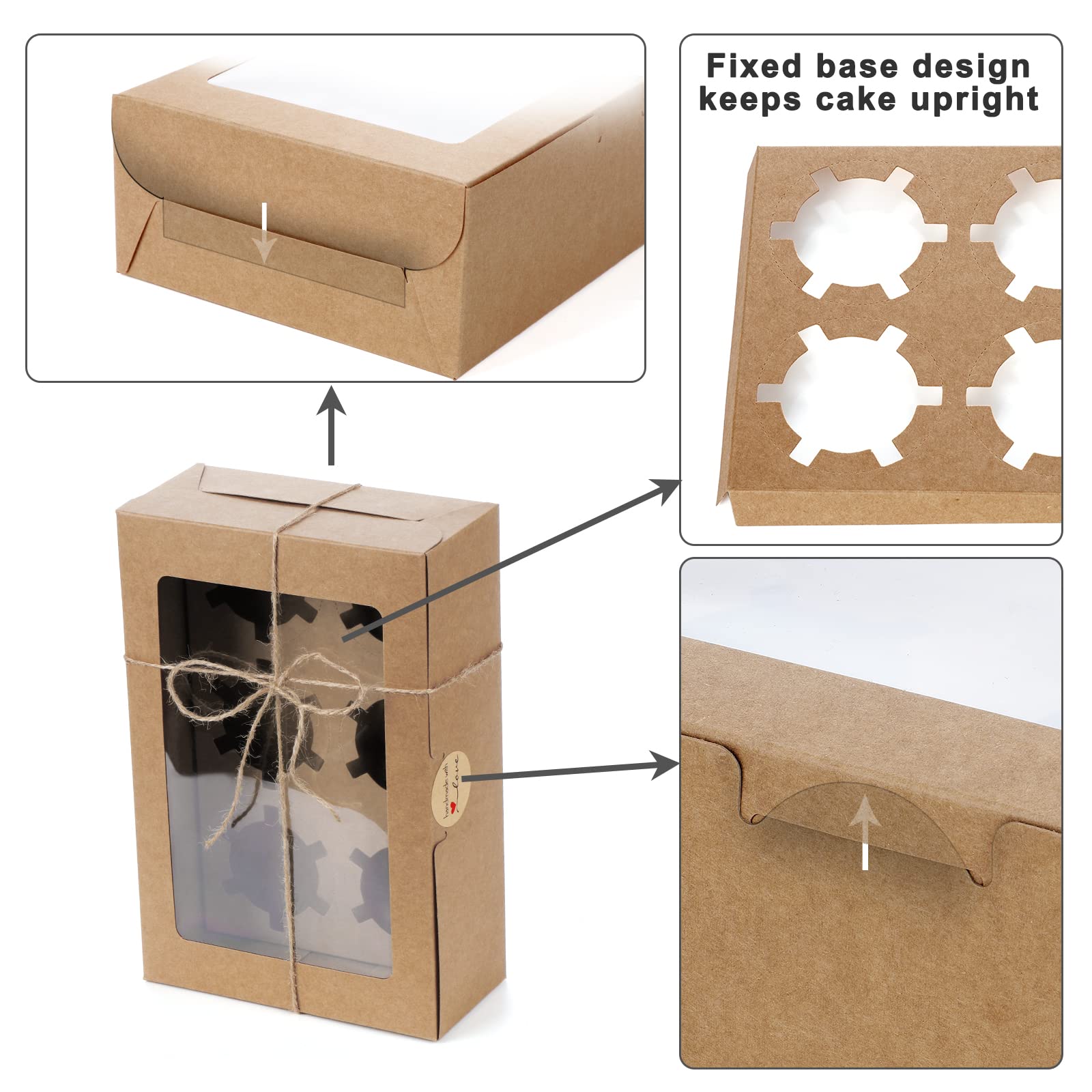 Boite A Cupcake MUKCHAP Lot De 30 Boîtes U00e0 Cupcakes Blanches U00e0 2 Trous Avec Fenêtres Boite Cupcake