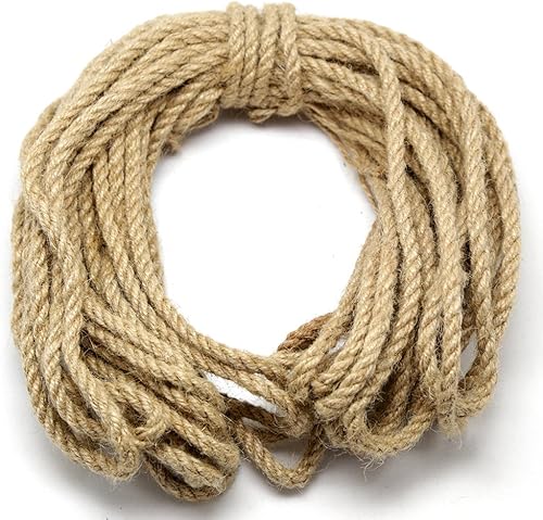 Cuerda de yute natural, materiales de embalaje industrial, resistente, cuerda de yute marrón natural, cuerda de yute de 49 pies49.2 ft para artes,