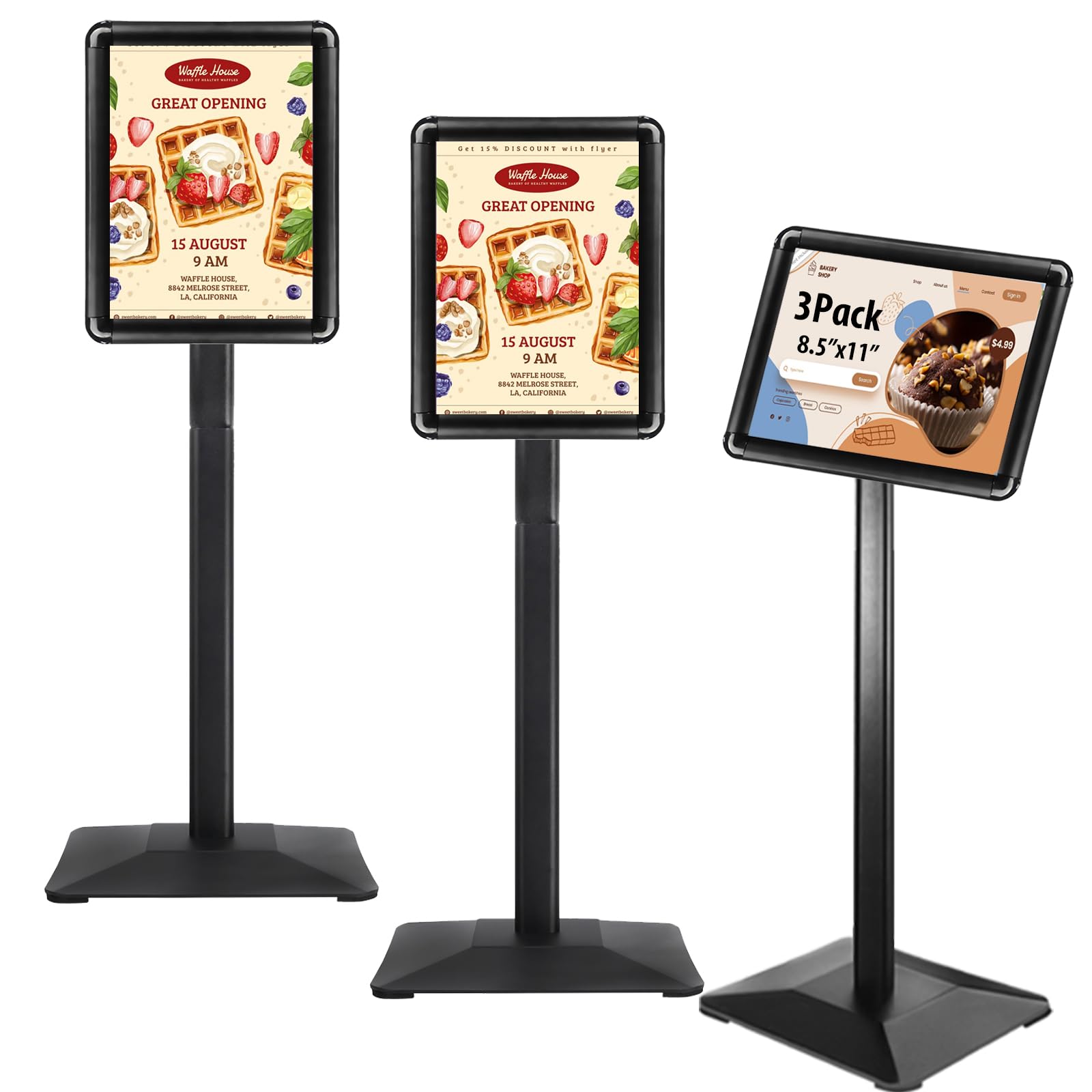 Support en aluminium noir 21,6 x 27,9 cm idéal pour l'affichage de vos menus et consignes