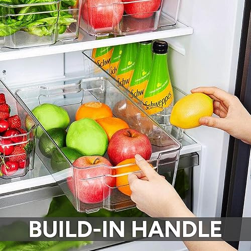 Miniatura 5 de Contenedores organizadores de refrigerador, 4 unidades, recipientes de plástico transparente para refrigeradores, congeladores, encimeras de