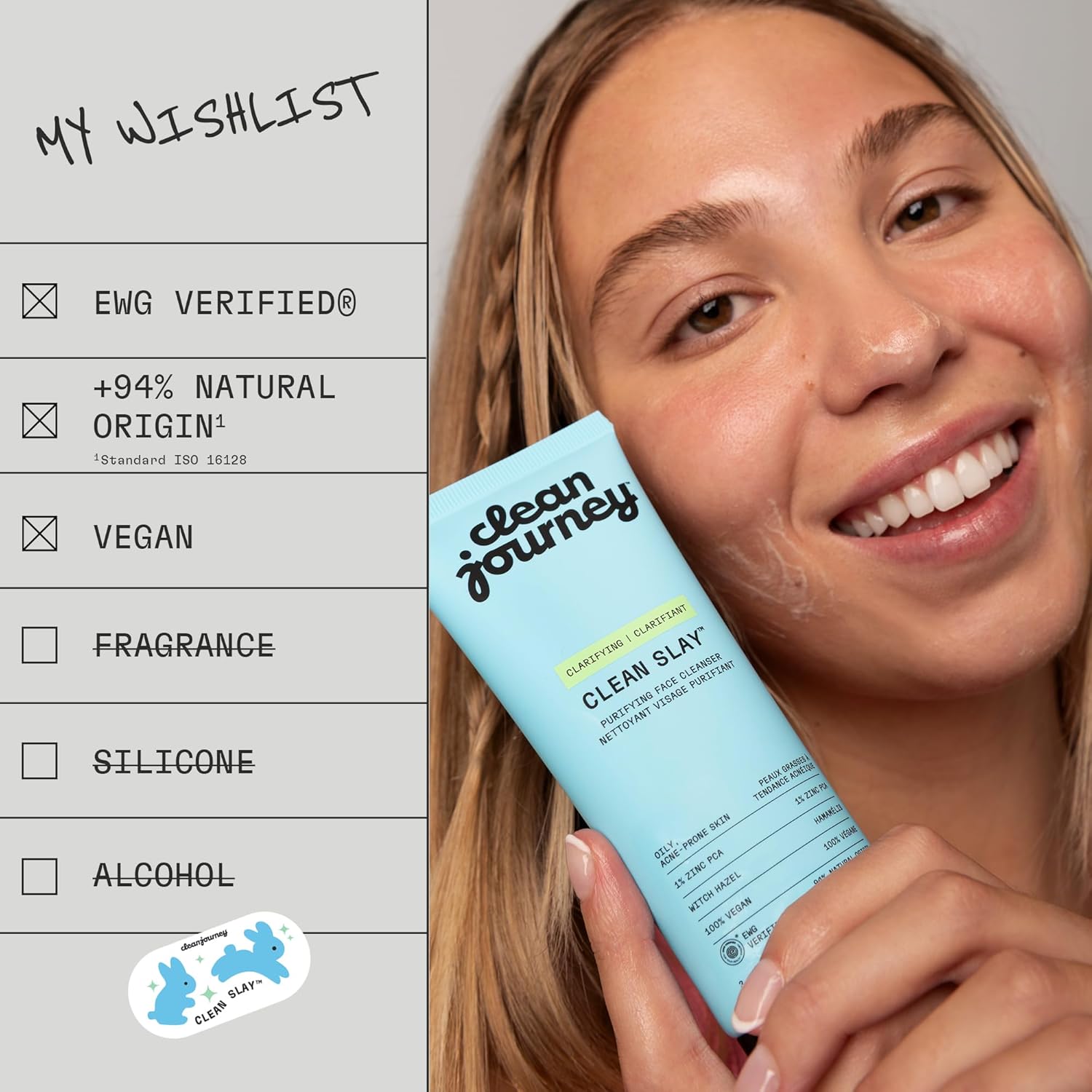 Face Cleanser for Acne Prone Skin, Makeup Remover & Clarifying, Blemish Face Wash for Men and Women Teens​, Fragrance-Free, For Oily Skin, ZINC PCA, EWG Verified, 3.4 Fl Oz - Image 4