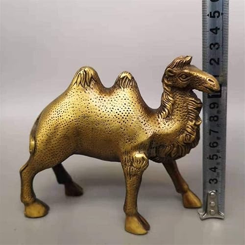 Miniatura 3 de LIPPSY Gran estatua antigua antigua de camello de cobre puro, accesorios ligeros de artesanía de lujo, escultura para sala de estar, oficina,