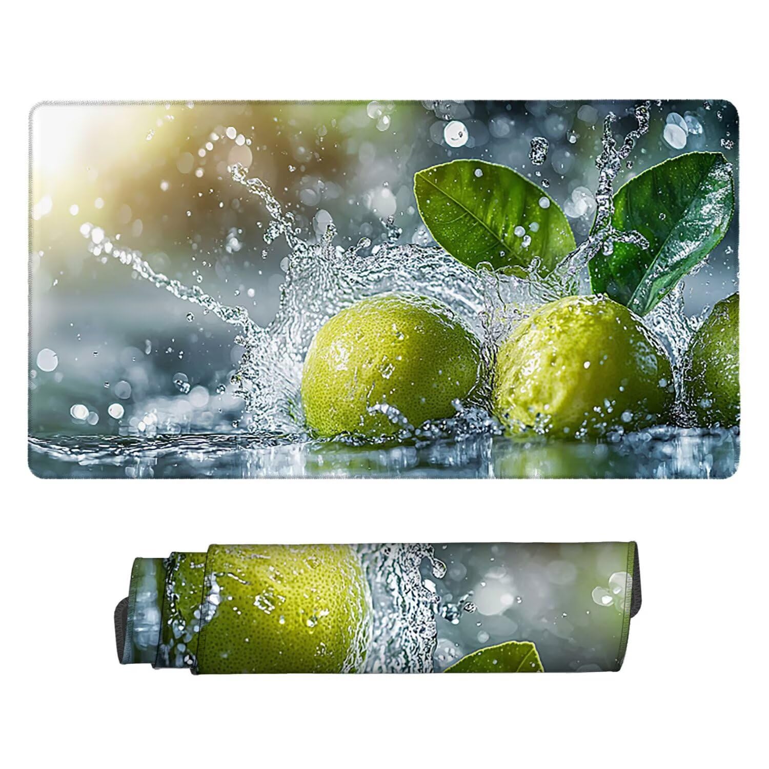 Podkładka pod mysz do gier, 1200 x 600 mm, XXL, duża podkładka pod mysz do gier, antypoślizgowa, wodoodporna, rozszerzona XXL długa klawiatura, akcesoria biurowe, do gier, komputera, komputera (owoce
