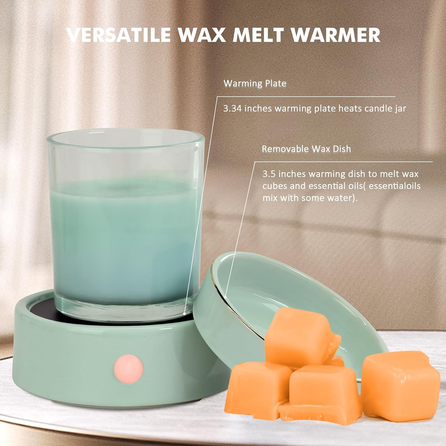 Electric Wax Melt Candle Warmer - 4-in-1 Essential Oil Candle Burner Ceramic Fragrance Warmer for Scented Wax Tarts Candle Jars Essential Oils Home Office Bedroom Gift Decor image 4