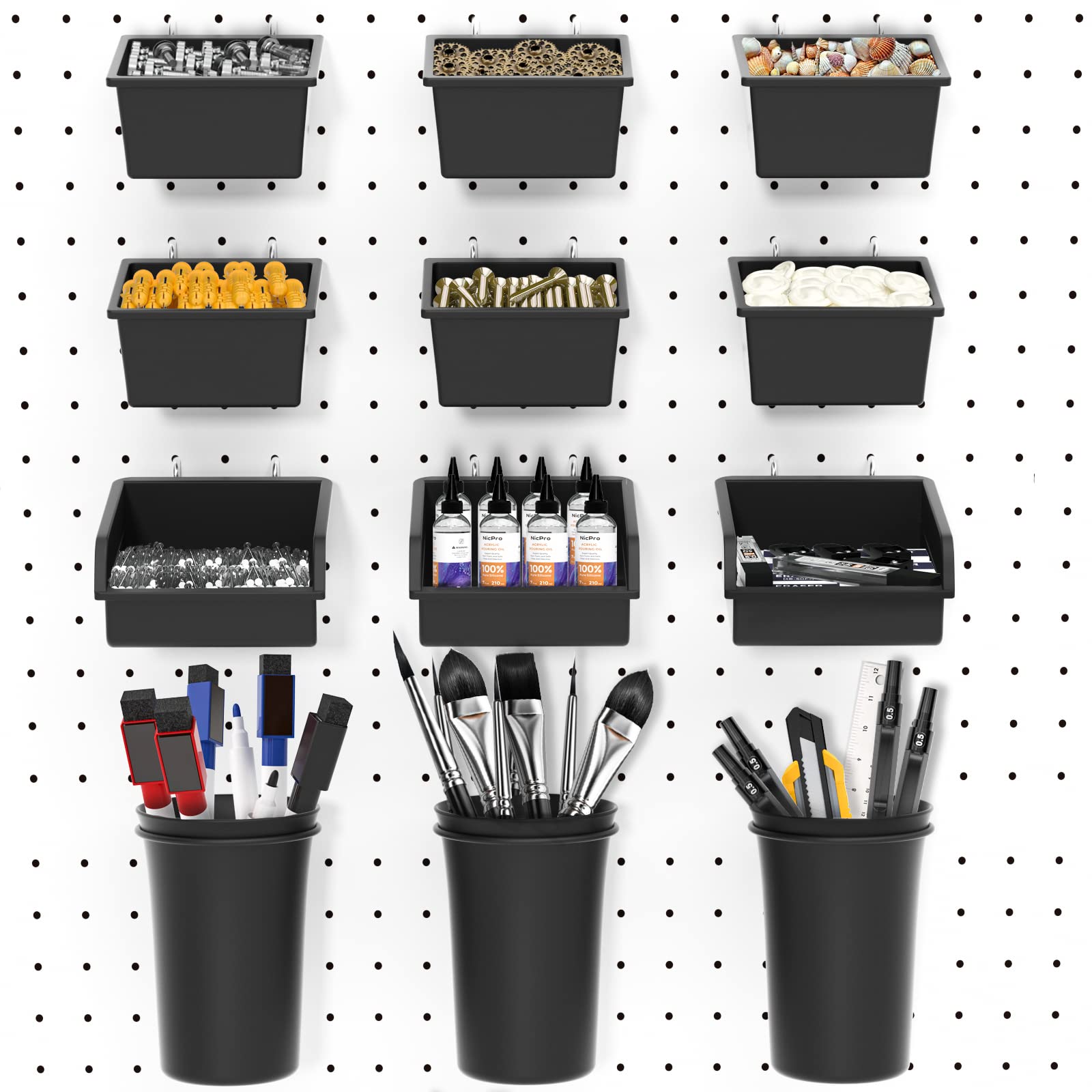 Buy INCLY Pegboard Accessories Set, 12 Pack Set with Pegboard Bins, Peg