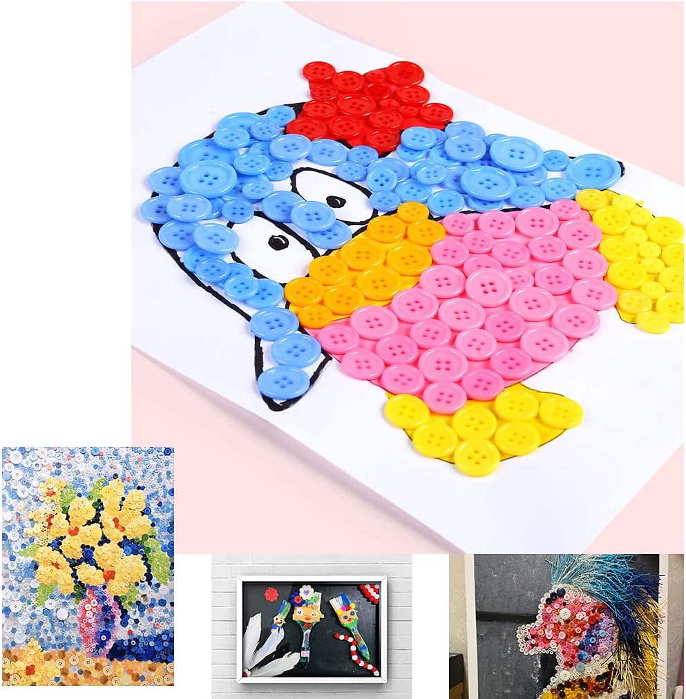 About 330 Resin Buttons of Various Specifications, Handmade Buttons, Sewing DIY Handicraft Buttons, Children's Hand-Painted Decorative Buttons Multicolor Series