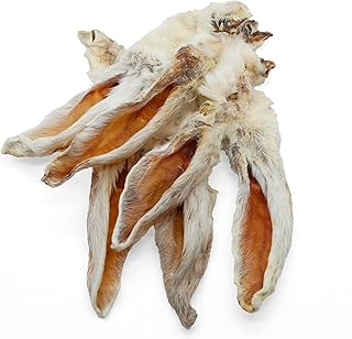 Getrocknete Kaninchenohren mit Fell, 1kg, Hasenohren für Hunde, 100% natürliches Leckerli, Barf Hundesnacks, Kauartikel Hund, Rabbit Ears von Wuffsnacks product image