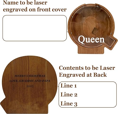 Vista 92 de Alcancía grande de madera personalizada para niños, alcancía con nombre personalizado, alcancía (nombre grabado láser) letras del alfabeto