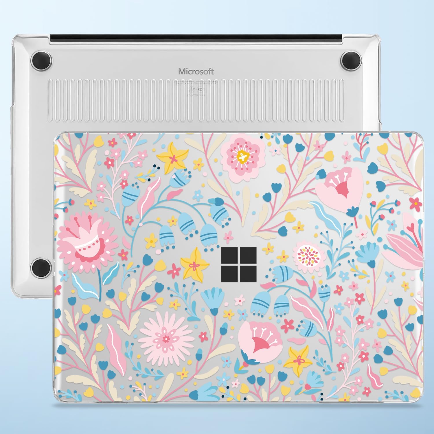 Compatible with Microsoft Surface Laptop 13 inch Case Windows 11 Touchscreen Copilot + PC 2025 Model 2095,Plastic Hard Shell Case, Keyboard Cover, Screen Protector, Webcam Cover, Pink Floral
