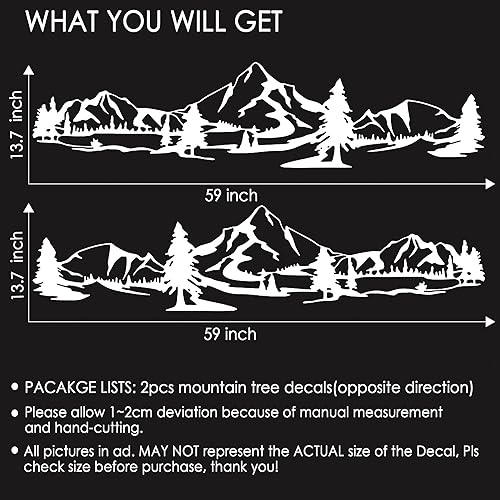 Miniatura 3 de Fochutech Calcomanías de vinilo para camiones, montañas, autos, camionetas, SUV, RV, árbol, montañas, camionetas, calcomanías de vinilo para