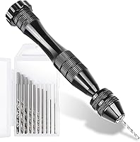LEOBRO Pin Vise Hand Drill for Resin Epoxy Clay - 12cm Black with 10 Steel Bits 0.8-3mm for Jewelry Crafts Woodworking