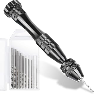 LEOBRO Pin Vise Hand Drill for Resin Epoxy Clay - 12cm Black with 10 Steel Bits 0.8-3mm for Jewelry Crafts Woodworking