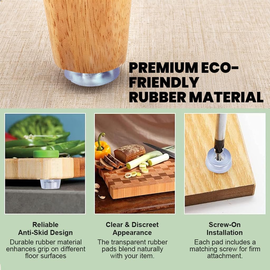 HASTHIP® 20Pcs Transparent Rubber Bush for Furniture Legs - Flat Rubber Round Feet with Screws Non-Slip Anti-Vibration Bumper Pads for Furniture, Cases, Electronics (Ø - 47mm, H - 12mm)