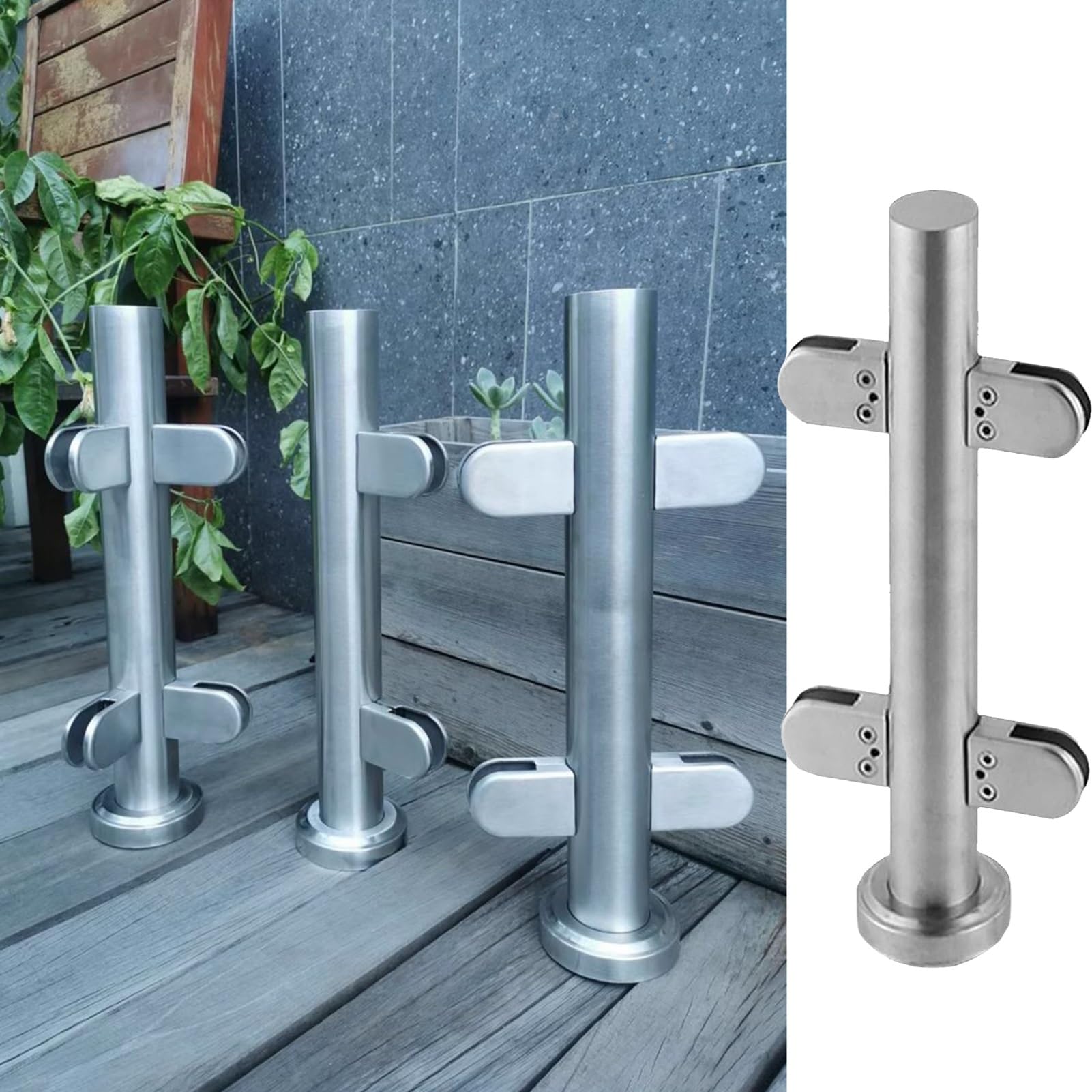 Zestaw słupków do balustrad zewnętrznych - Trwały sprzęt tarasowy, słupek podtrzymujący panel i słupek ogrodzeniowy - Stylowy design Sk (kolor: S) dla większego bezpieczeństwa i stabilności