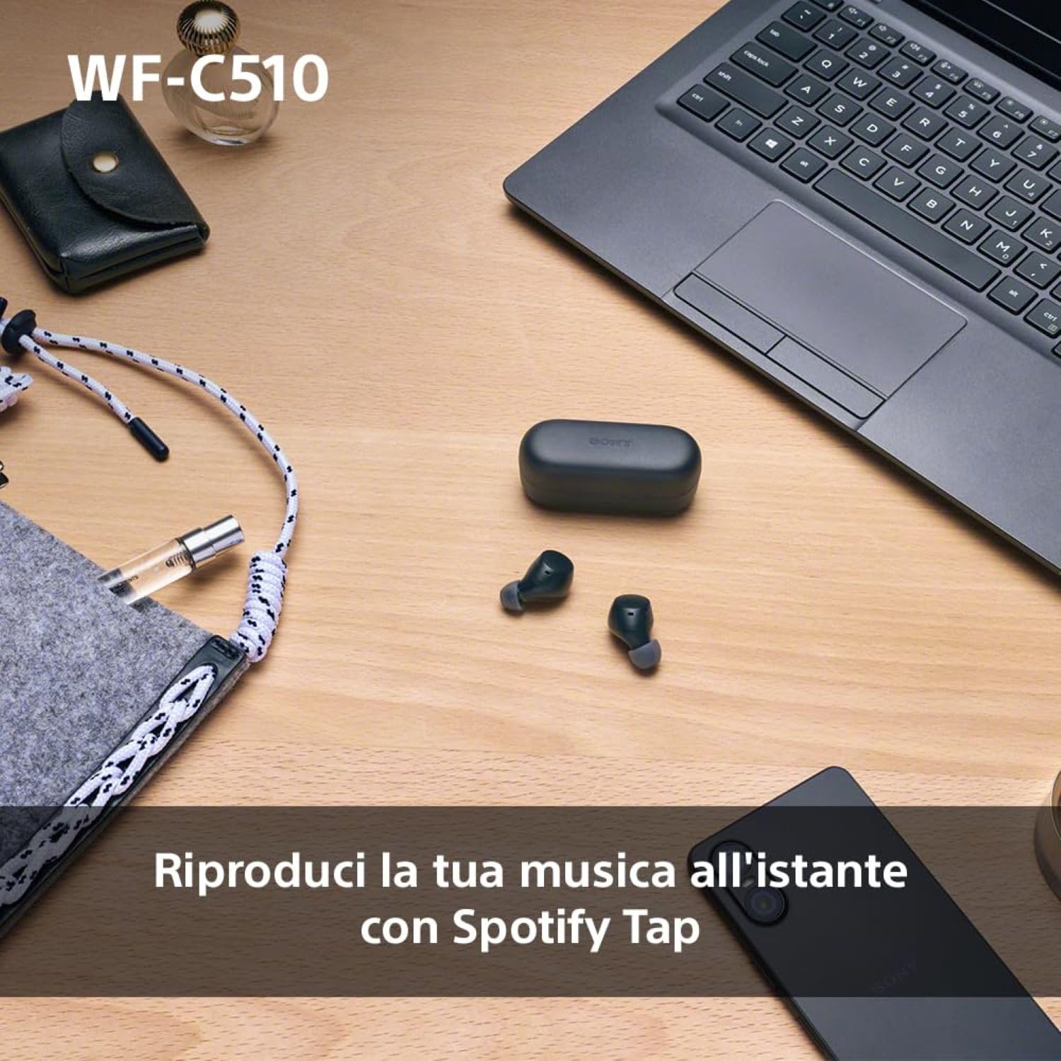 Sony WFC510 True Wireless Cuffie Bluetooth Multipoint IPX4 Spotify Tap Ricarica Rapida 22h Nero