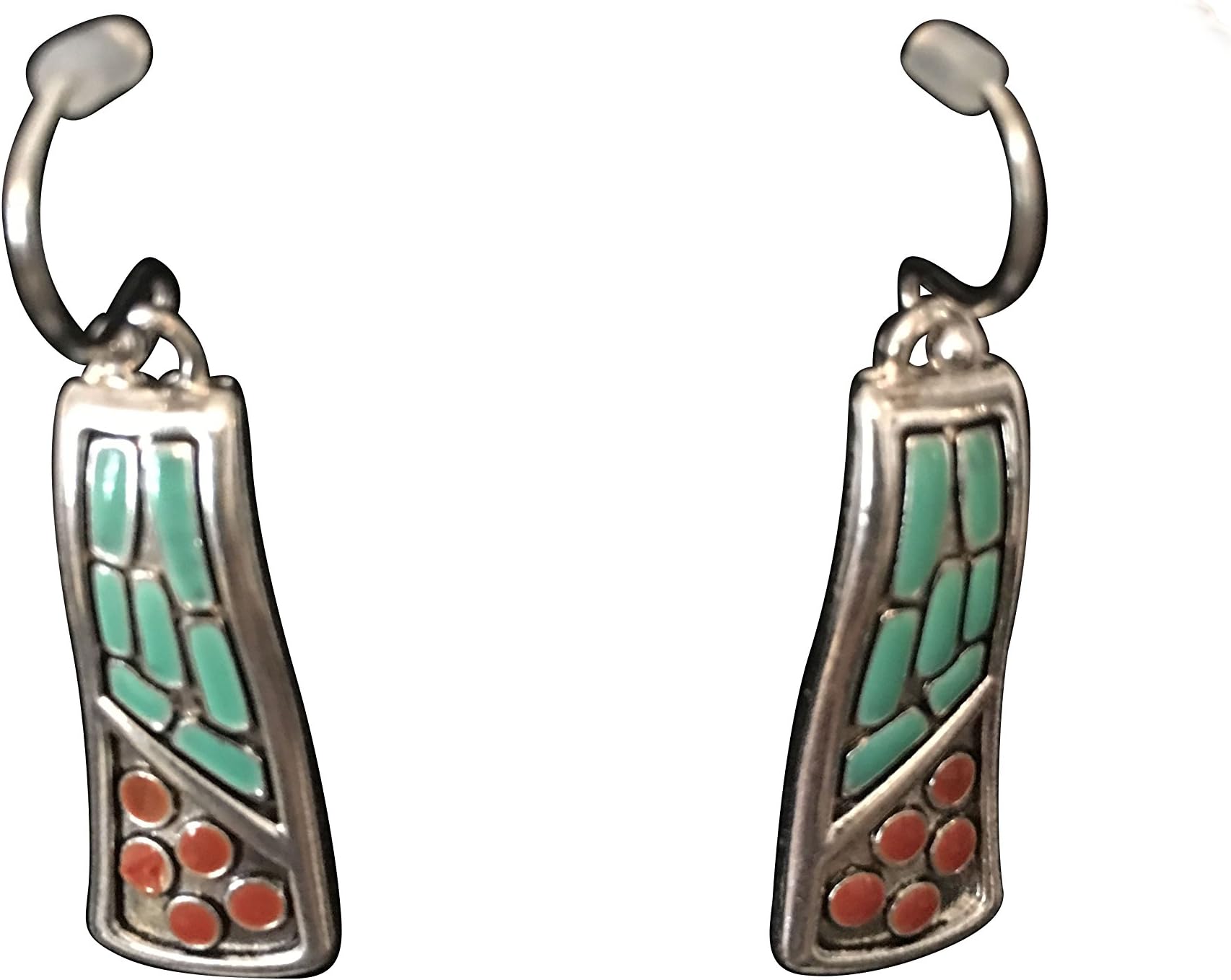 Icon Collection Mosaic Design Tribal Native American Style Southwest Silver Turquoise Orange Seed Bead Bib Necklace
