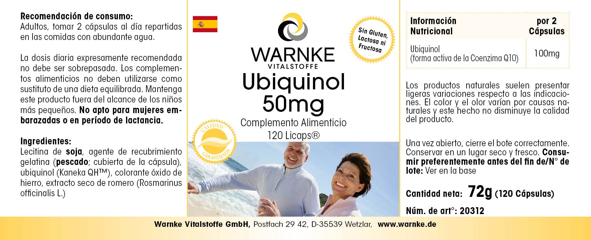 Ubiquinol Kaneka QH - 120 Kapseln - Coenzym Q10 aktive Form - hochdosiert | Warnke Vitalstoffe - Deutsche Apothekenqualität