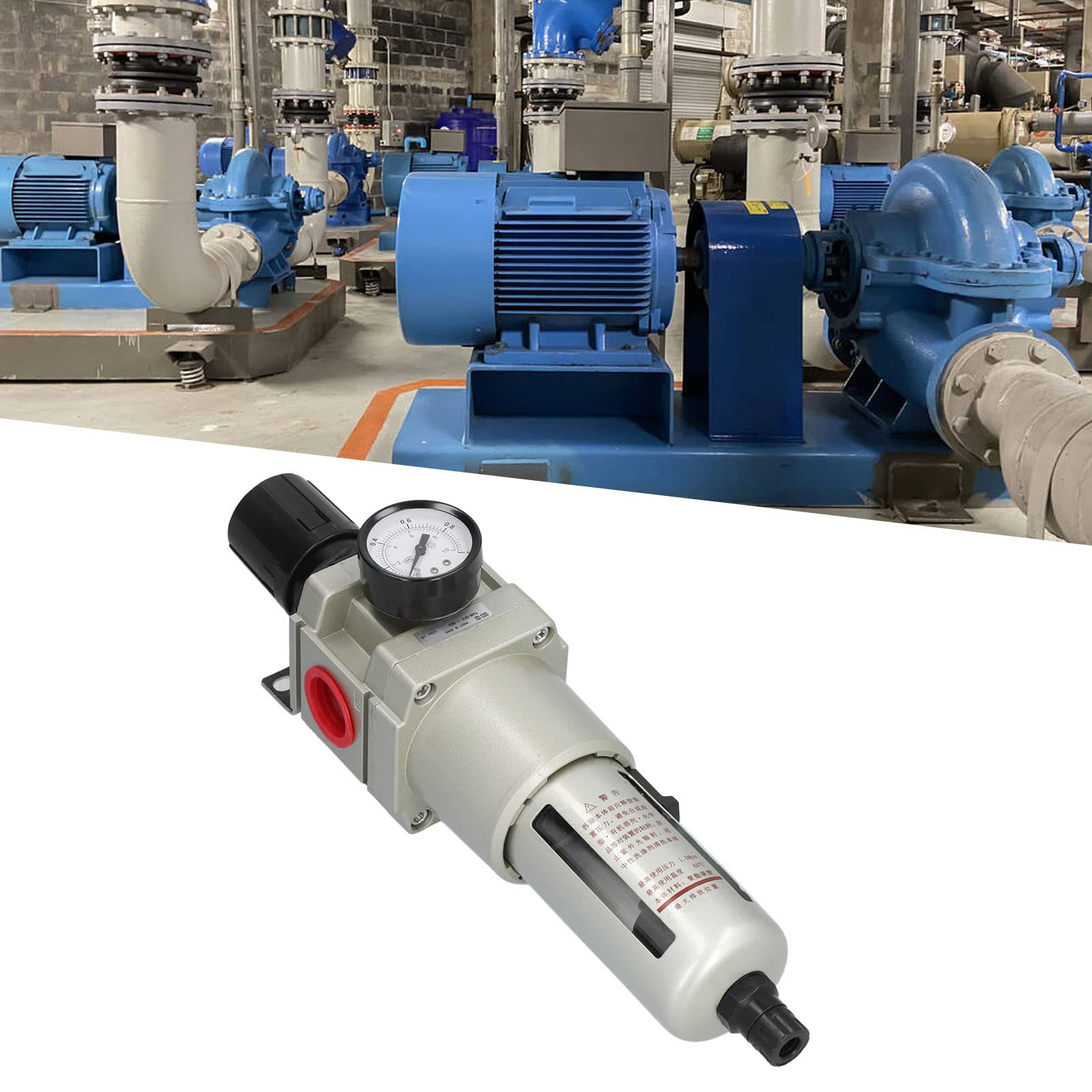 Aramox Separador de Aceite de Agua, Regulador de Filtro de Aire Comprimido de Aleación de Aluminio de Cobre de 40 Micrones, Drenaje Automático, Calibre de 0,05 a 0,85 MPa para Sistemas Neumáticos de
