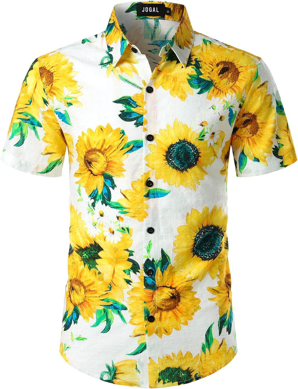 JOGAL Men's Flower Casual Button Down Short Sleeve Hawaiian Shirt - Image 3