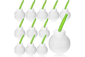 Sawysine Golf Ball Cups with Straws - 12 Pack of 10oz Plastic Golf Party Cups