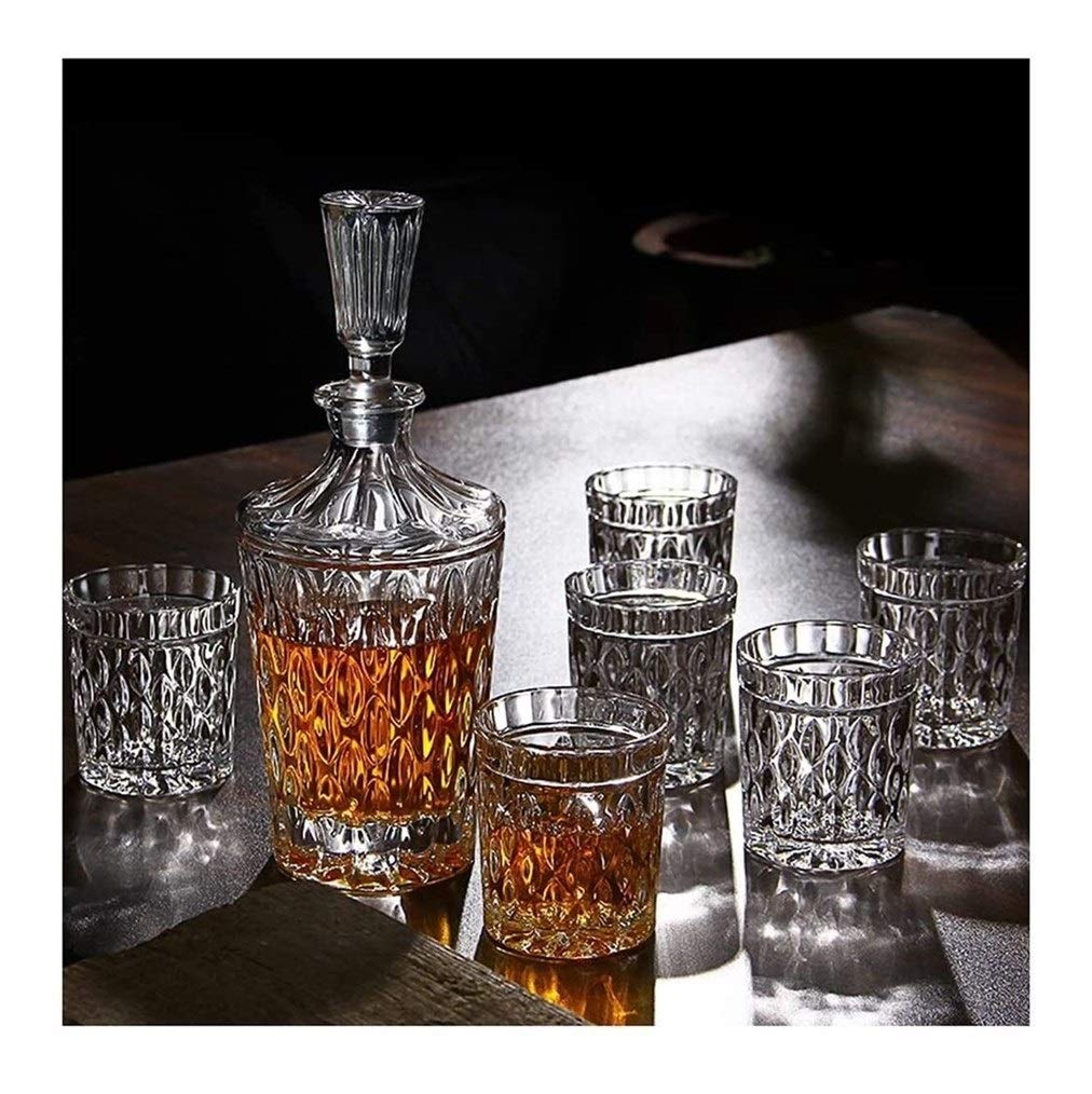 Zestawy karafek do whisky dla mężczyzn, karafka do whisky i zestaw szklanek, 100% bezołowiowy szklany karafka do whisky z 6 szklankami do whisky, pudełko prezentowe dla rodziny, pudełko prezentowe 7