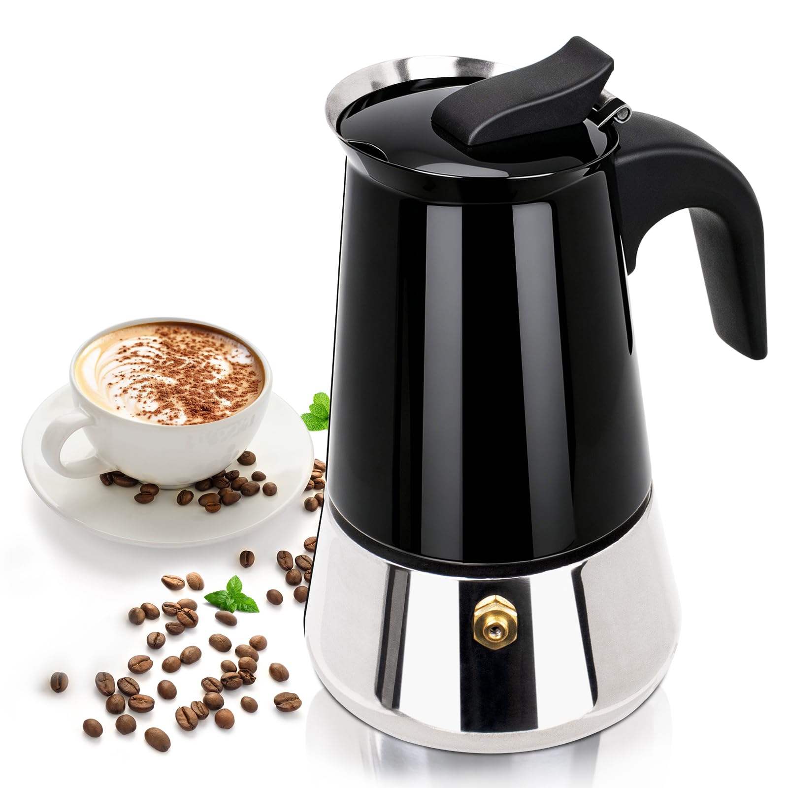 Cafeteira expressa Moka de aço inoxidável, fogão, cafeteira, cafeteira, estilo clássico