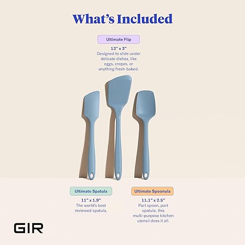 Miniatura 2 de GIR Get It Right - Juego de 3 utensilios de cocina de silicona definitivos - Espátula, volteador y espátula cuchara - Utensilios de cocina no