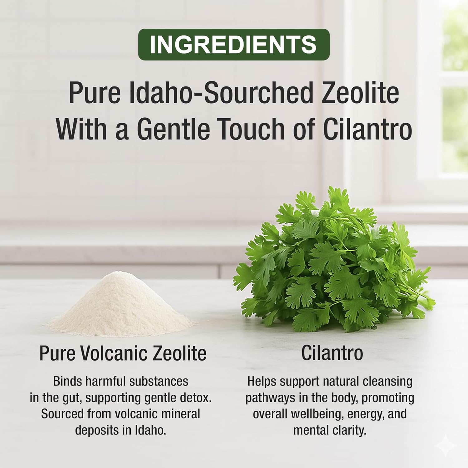 Zeolite Detox for Kids & Adults with Cilantro. Volcanic Mineral from Idaho USA. Zeolite Clinoptilolite Liquid Drops Gentle Cleanse Supplement with Vitamins B12 & D. Support Focus, Energy, Gut, Speech - Image 3
