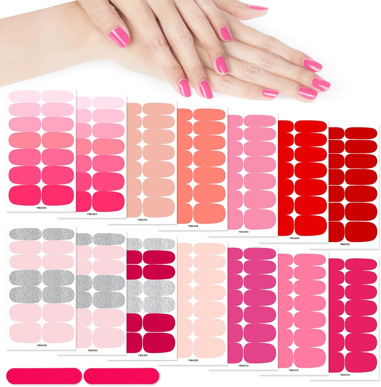 MWOOT 14 Sheets Solid Color Full Wraps Nail Polish Stickers Press on Nail