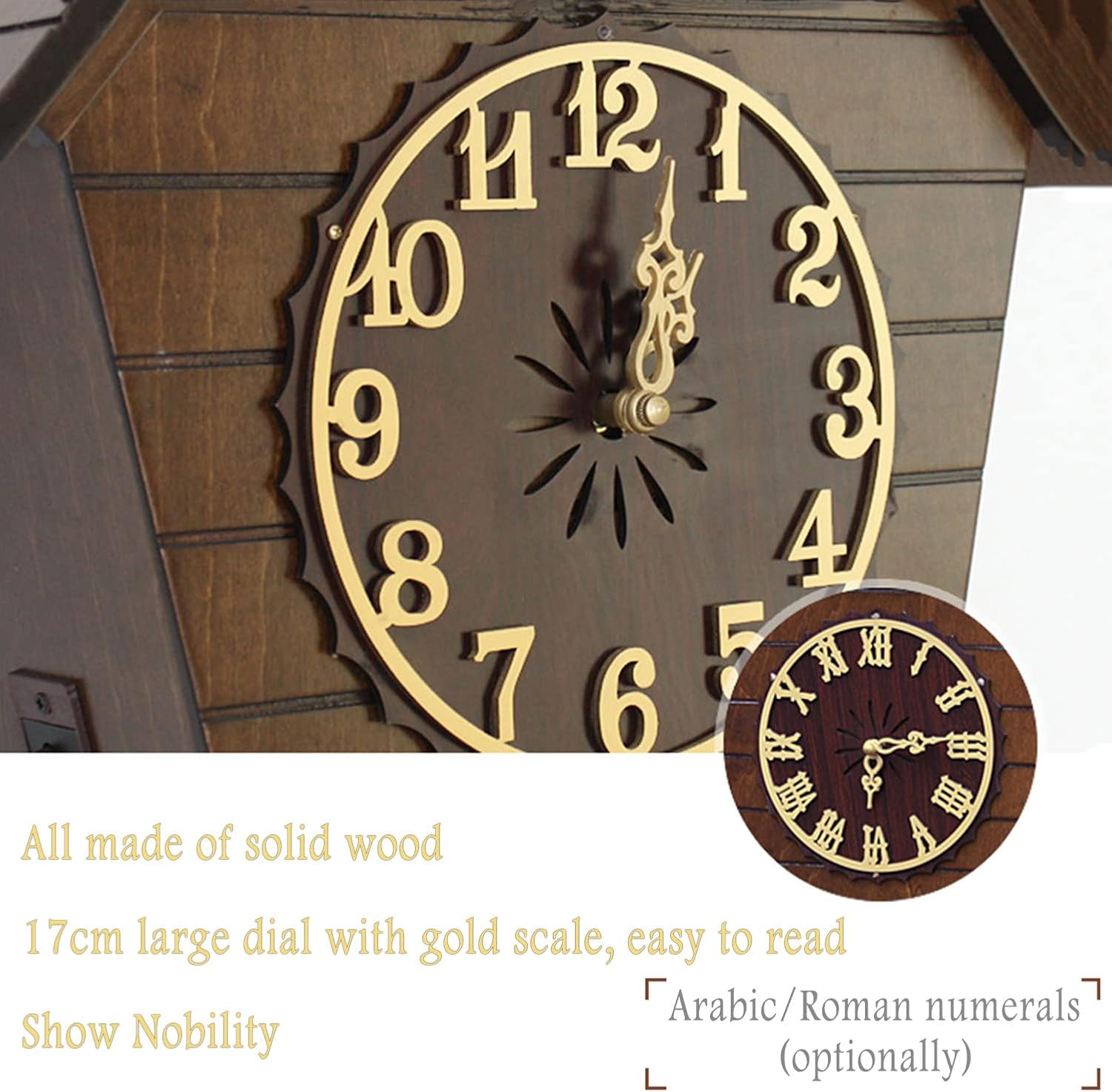 Cuckoo Wall Clock Vintage Hanging Clock Traditional Coo Coo Clock, Cute Bird Wall Clock Cuckoo Alarm Clock, Classic Cuckoo Clock Style for Home Living Room Decor,White 2