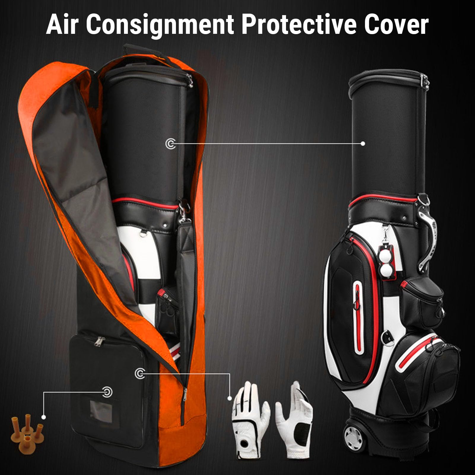 Dilwe Borsa da Viaggio da Golf, Copertura Pieghevole per Mazza da Golf in Poliestere con Ruote 36x22x133 Cm Approvata Dalla Compagnia Aerea per Uomo Accessori e Portaoggetti