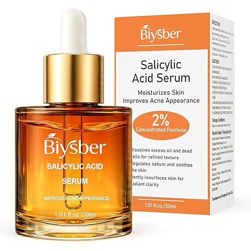 BIYSBER Solución de suero de ácido salicílico al 2% para la cara Suero facial exfoliante suave para el acné, puntos negros y poros abiertos y reduce