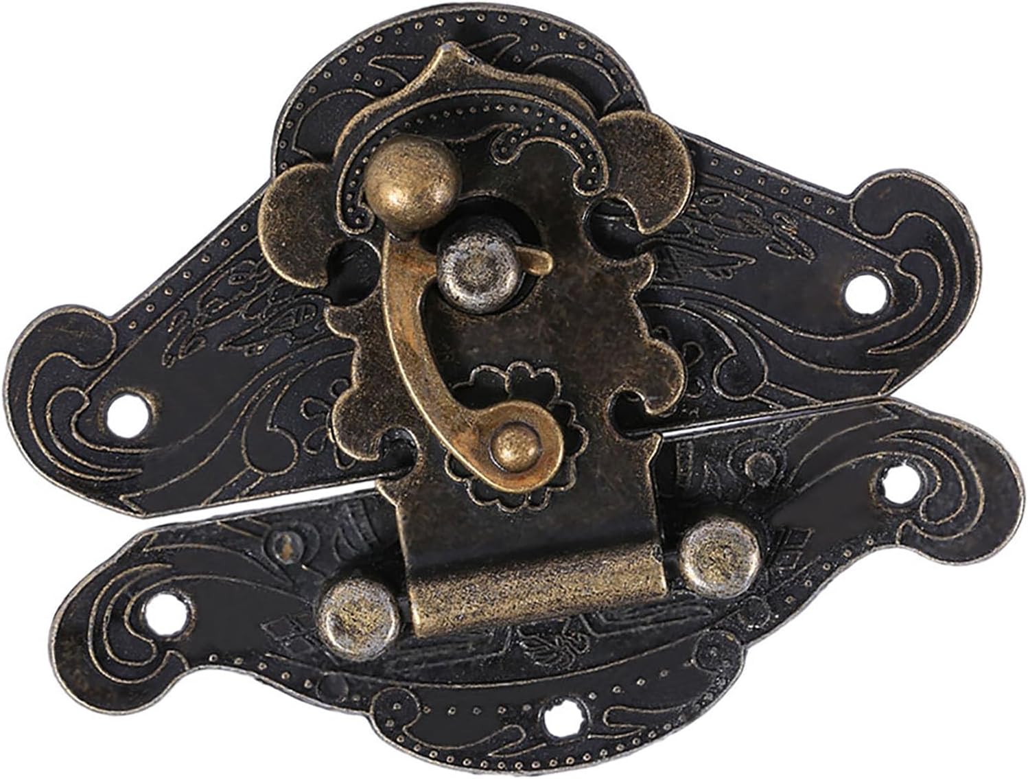 Vintage Latch Hasp Cabinet Locks for Furniture, 3 Pieces, Bronze, Zinc Alloy, Retro Style, 3.2x2.5 Inch, with Screws