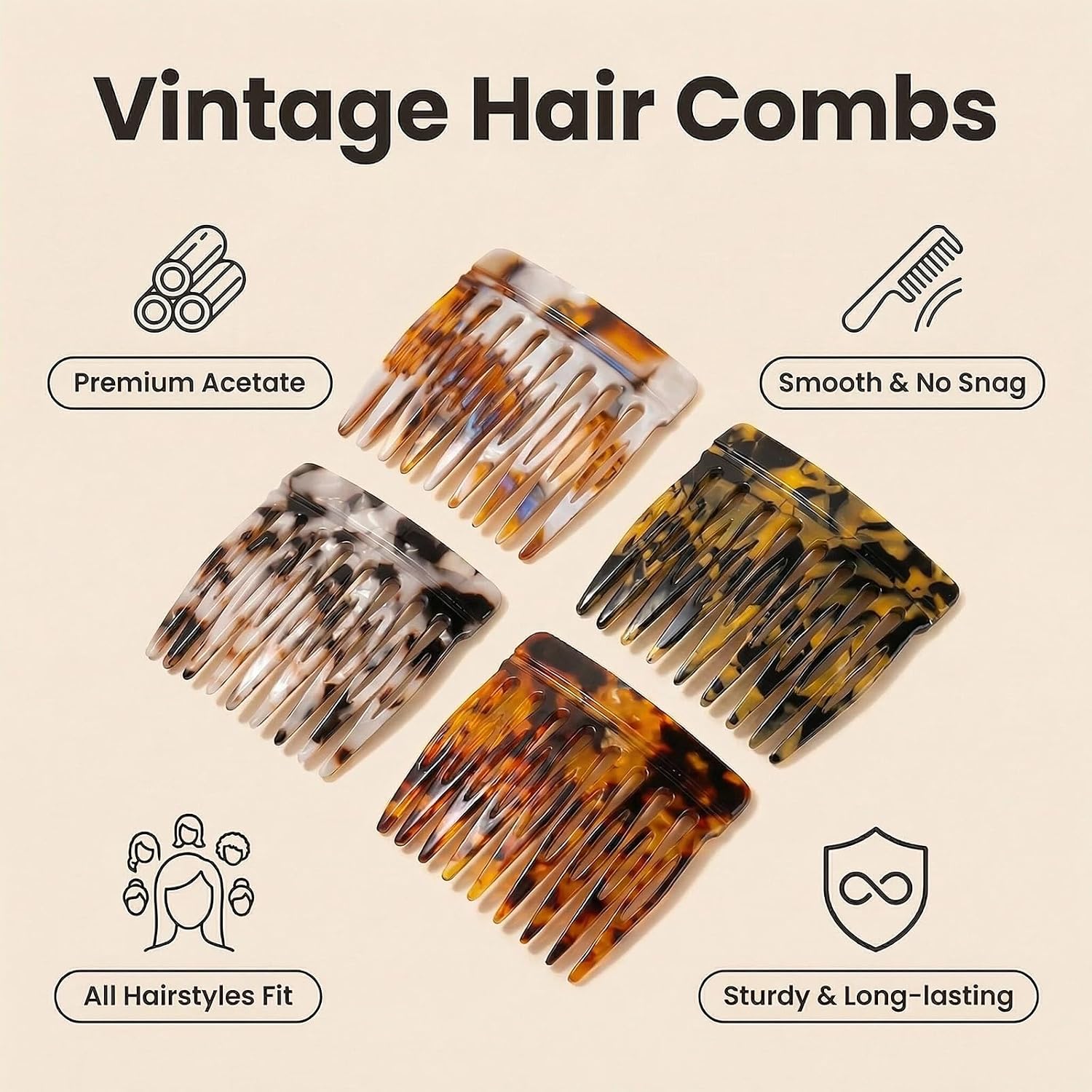 4 Pcs Small French Side Hair Combs for Women Hair Clips for French Twist Styling(Style B) image 3