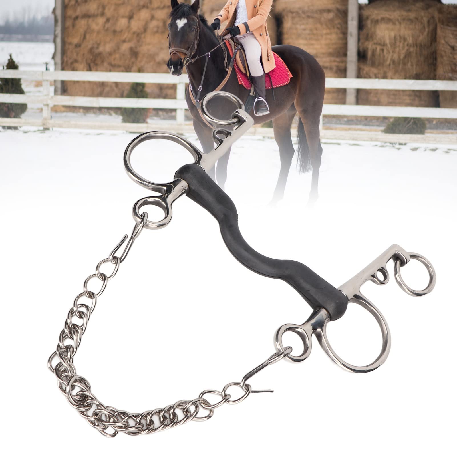 Imboccatura Cavallo in Acciaio Inox con Rivestimento in Gomma, 127mm - e antiruggine, Morbida Pressione distribuita, Ideale per Il Controllo Confortevole del Cavallo