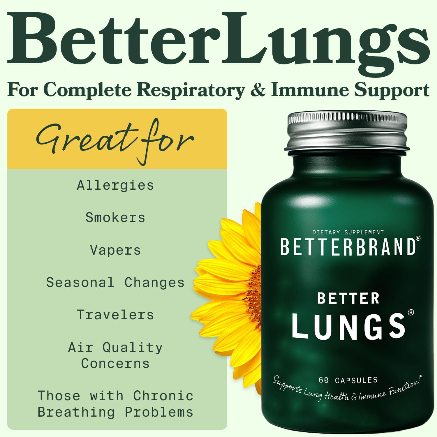 Betterbrand Throat & Lung Support Bundle - Bee Propolis Throat Spray (60 Servings) and Daily Respiratory Health Supplement Capsule (60 Capsules)