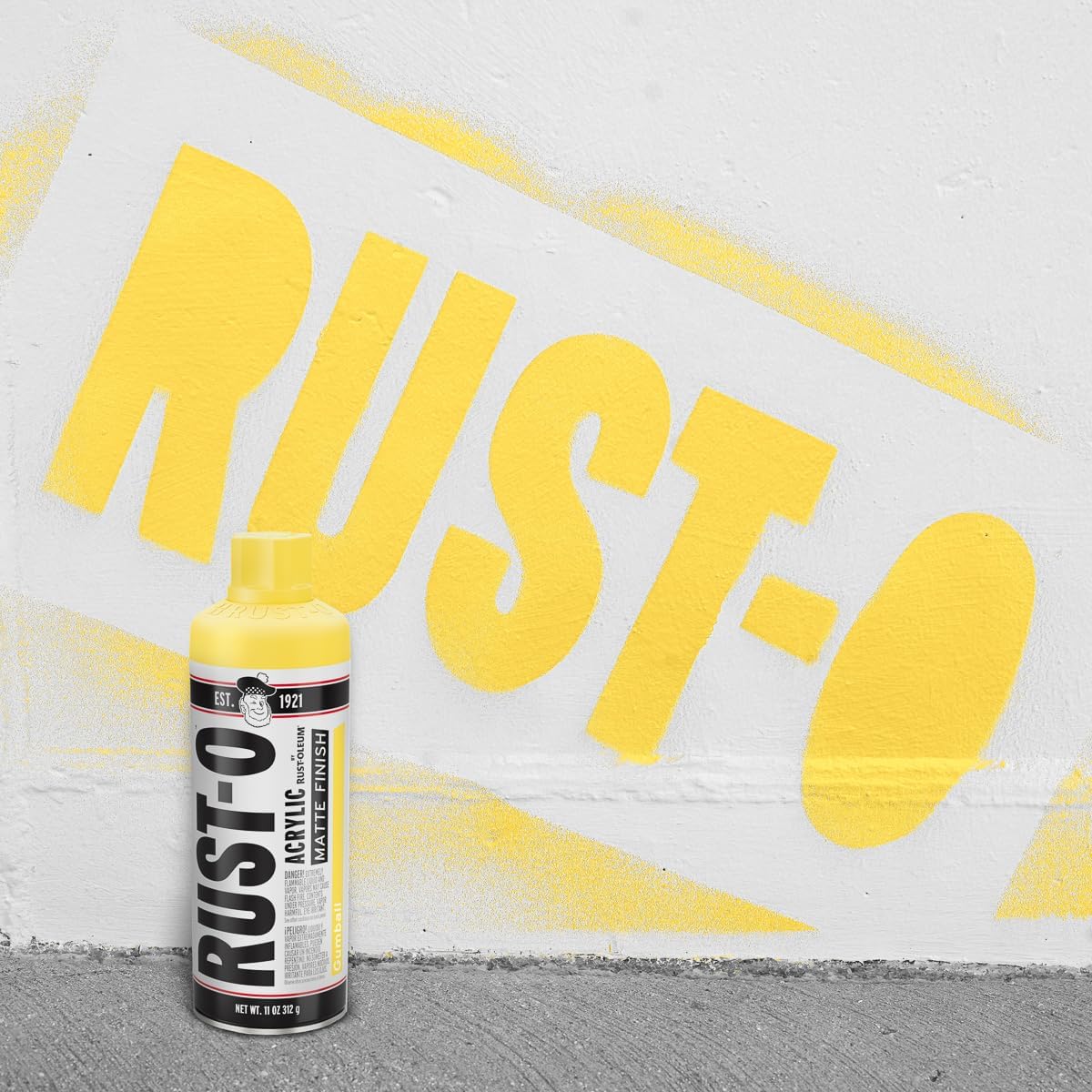 Rust-Oleum Rust-O Acrylic Spray Paint | Street Artist Spray Paint for Murals | Weather Resistant for Concrete, Wood, Brick and Other Surfaces | 11 Ounce | Matte Gumball | 6 Pack