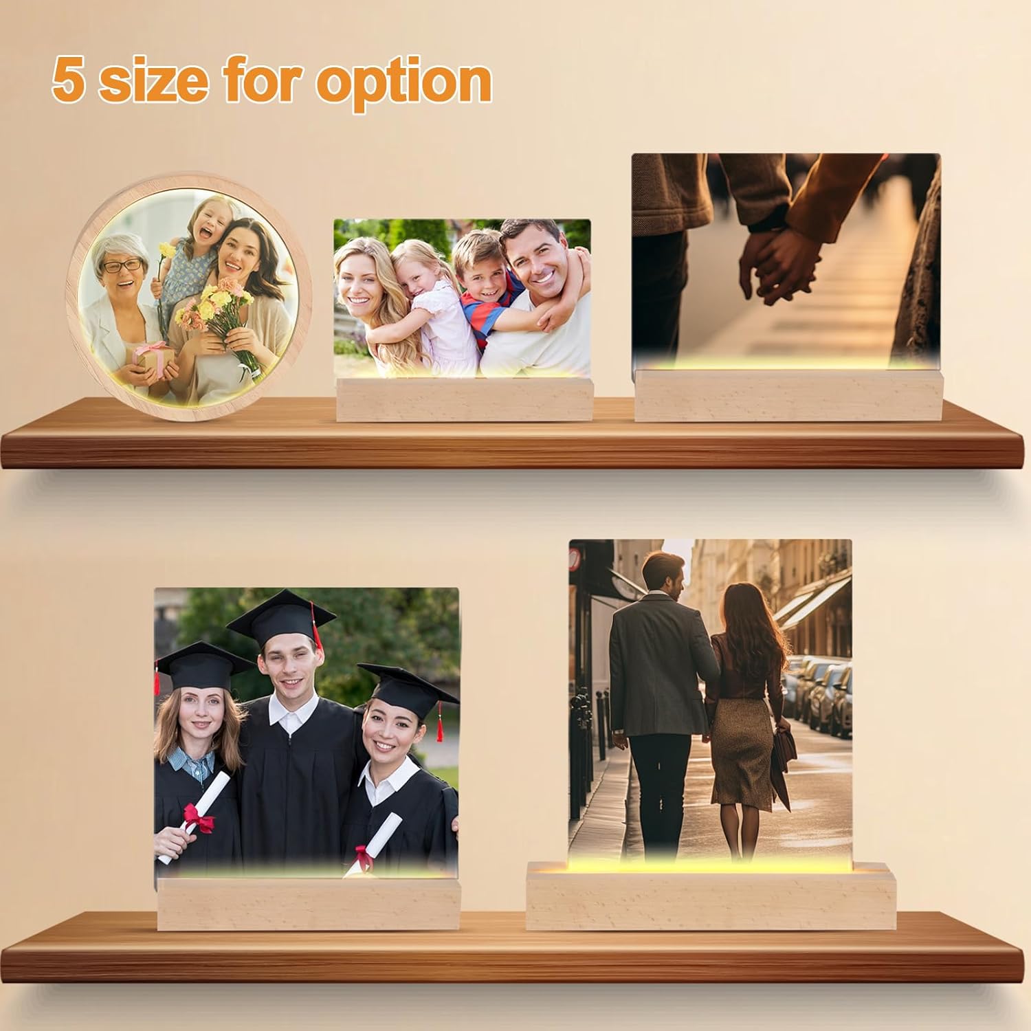 Sublimate Blank Night Light 6 Inch 2 PCS LED Temperated Glass Photo