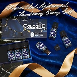 Soulorigin Cologne Fragrance Oils Set, Essential Oil for Diffuser, Men Scent Diffuser Oil, Use for Soap Candle Making, Cologne, Leather&Musk, Revive Blue, Sunlit Wander, Gentleman\'s Blend, Night Code