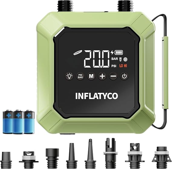 20PSI Paddle Board Pump Electric Portable Sup Air Pump 74WH Rechargeable Battery Powered, The Pilot Whale Pro Inflator & Deflator for Inflatable Stand Up Paddleboard Kayak Boat Kite Tent