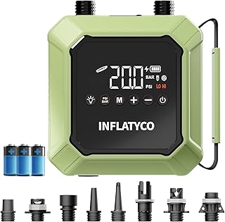 20PSI Paddle Board Pump Electric Portable Sup Air Pump 74WH Rechargeable Battery Powered, The Pilot Whale Pro Inflator & Deflator for Inflatable Stand Up Paddleboard Kayak Boat Kite Tent