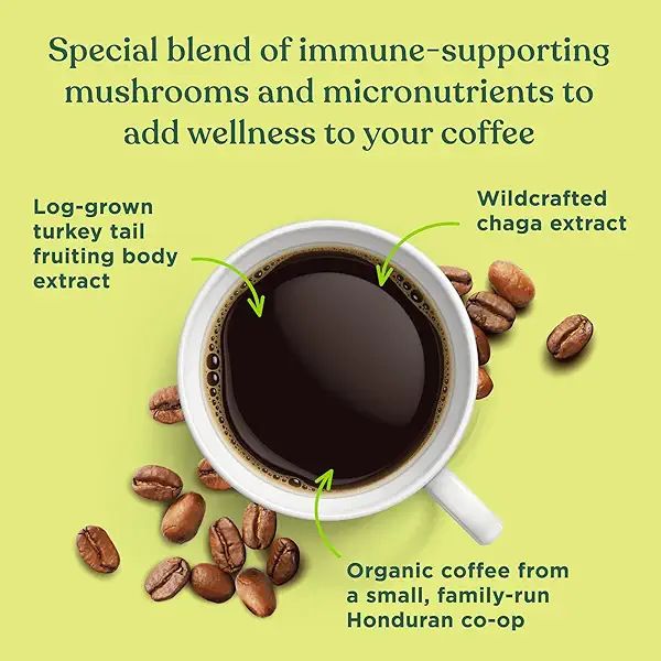 Four Sigmatic Organic Ground Coffee | Medium Roast with Vitamin D, Chaga Mushroom, Zinc & Turkey Tail | Nootropic Mushroom Coffee for Immune Support | 12oz Bag 6