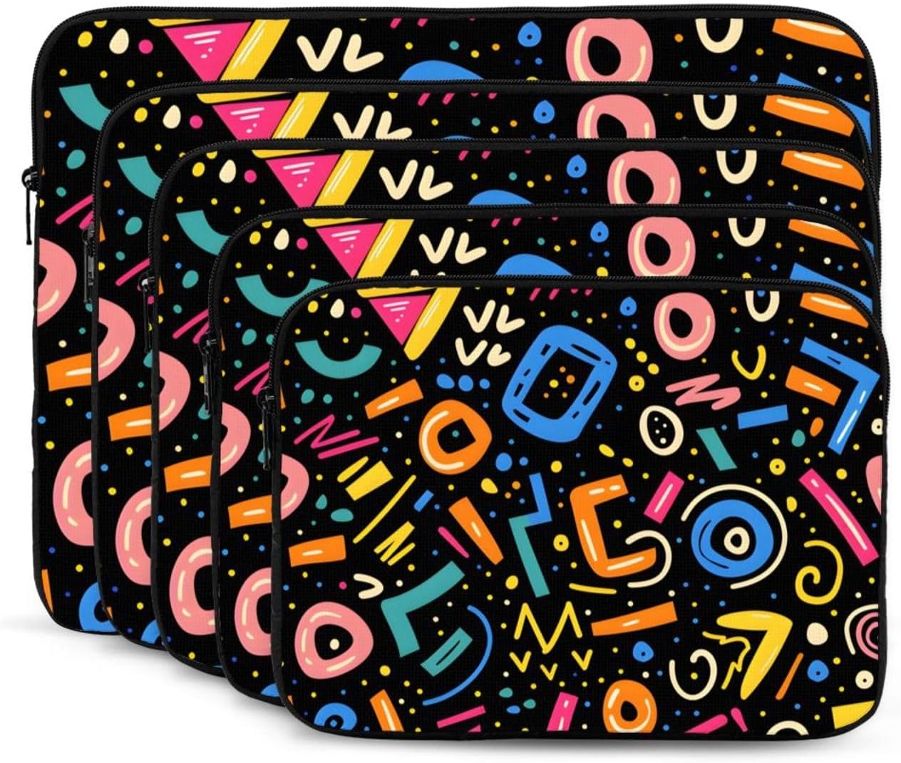 Funny Colorful Character Print Laptop Sleeve Case 12 Inch Laptop Sleeve Bag Portable Notebook Computer Carrying Cover Lightweight Polyester Shockproof Tablet Protective Cases for Men Women image 3